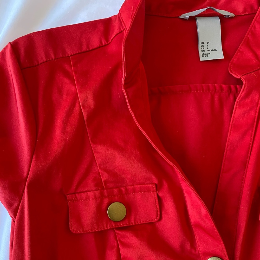 H&M Red button down midi dress